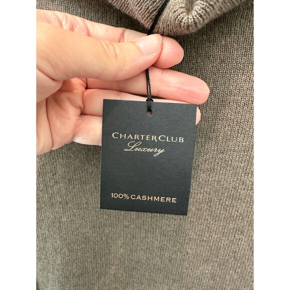 CHARTER CLUB LUXURY | 100% Cashmere Turtleneck Sweater Taupe Brown NWT | XS - Picture 6 of 7